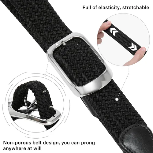 Vista 2 de AWAYTR Cinturón elástico trenzado para mujer - Cinturón de tela tejida elástica para mujer para jeans