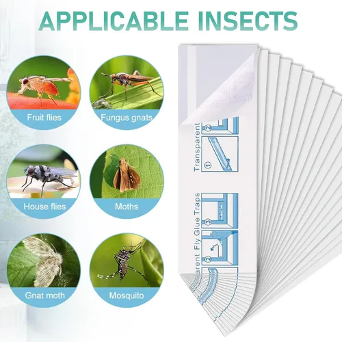 Vista 3 de 60 trampas para moscas de ventana para interiores y exteriores, insectos, insectos, moscas y moscas de la fruta, adhesivo adhesivo para matar