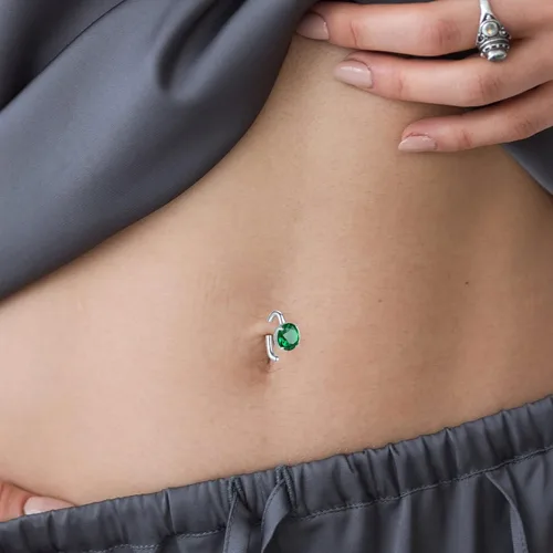 Vista 3 de FLYUN Belly Button Ring with Easy-to-wear Hook, 14G10MM Hypoallergenic Sterling Silver Belly Ring, Belly Piercing Ring, Navel Piercing Jewelry