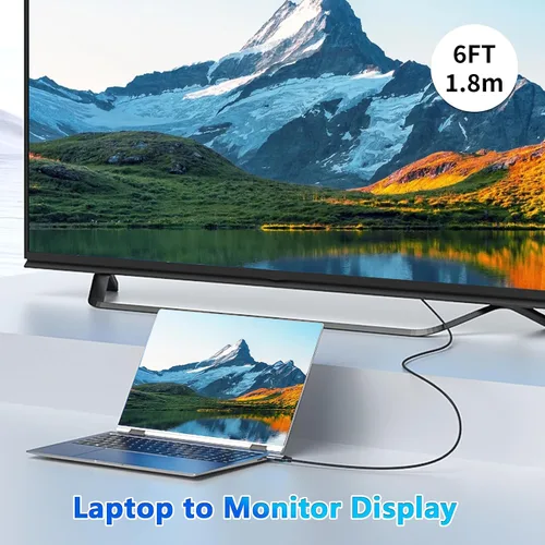 Vista 6 de Cable USB-C a DisplayPort de 6 pies, 4K a 144 Hz y 2K a 240 Hz, cable tipo C a DP de transferencia de datos de 10 Gbps