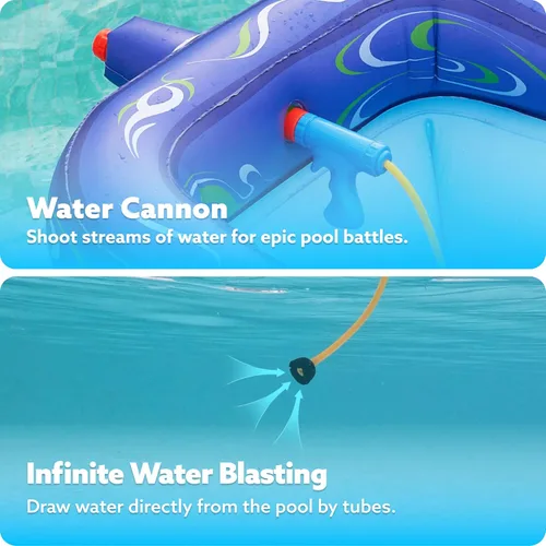 Vista 3 de SLOOSH Flotadores inflables de piscina para niños, flotadores de piscina con pistola de agua, juguetes de lucha de agua, diversión de batalla