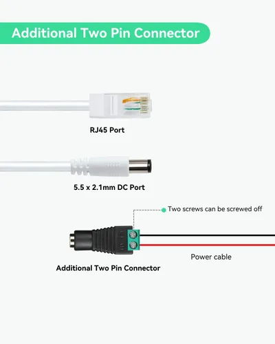 Vista 2 de LINOVISION Divisor POE impermeable DC12V, divisor de alimentación a través de Ethernet para exteriores de 10/100 Mbps, fuente de alimentación POE a