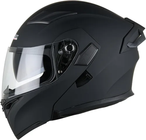 Vista 11 de Casco de motocicleta de cara completa con doble visera, protector solar abatible, modular, para motocross, aprobado por DOT (93 blanco, M)
