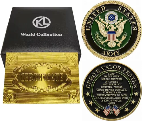 Vista 4 de US Marine Corps Challenge-Coins - Juego de vitrina y soporte con broche de banderas estadounidenses, los mejores regalos militares del Cuerpo