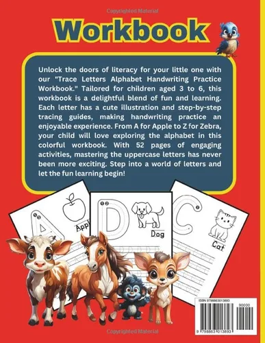 Vista 2 de Trace Letters Alphabet Handwriting Practice Workbook Master Capital Letters A-Z with Fun Illustrations and Step-by-Step Guides Ages 3-6