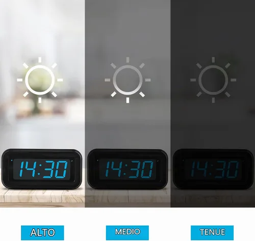 Vista 3 de KWANWA Reloj Despertador, Reloj Digital, Pantalla Constantemente de Dígitos LED Azules de 1.2'', Funciona con Baterías, Repetición, Reloj de Pared