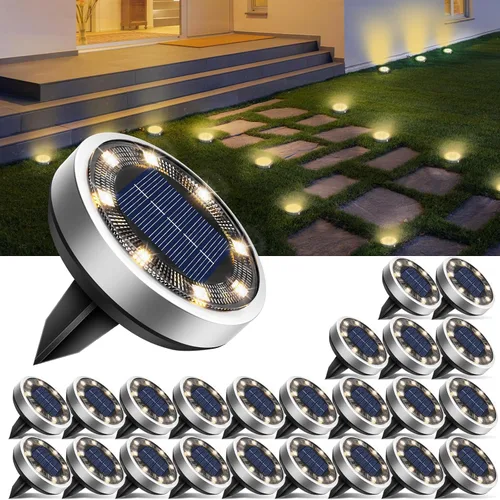 Vista 18 de Btfarm Paquete de 16 luces solares impermeables para exteriores, 8 luces LED solares para suelo