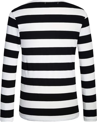 Vista 2 de SSLR - Camisa de manga larga a rayas con cuello redondo para hombre