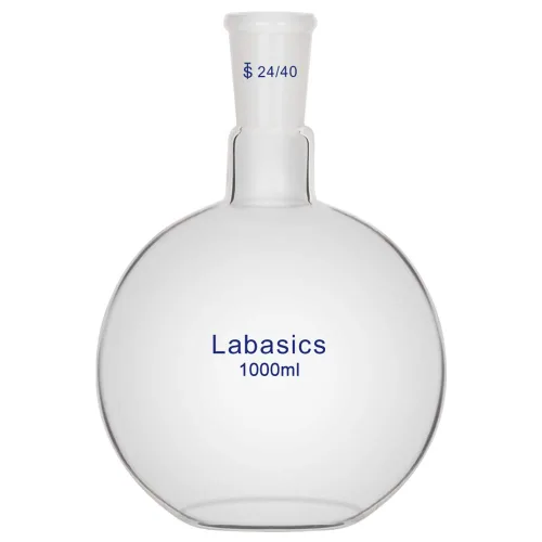 Vista 9 de Labasics Frasco de ebullición de fondo plano de un solo cuello de 1.7 fl oz, con junta externa cónica estándar 24/40, 1.7 fl oz