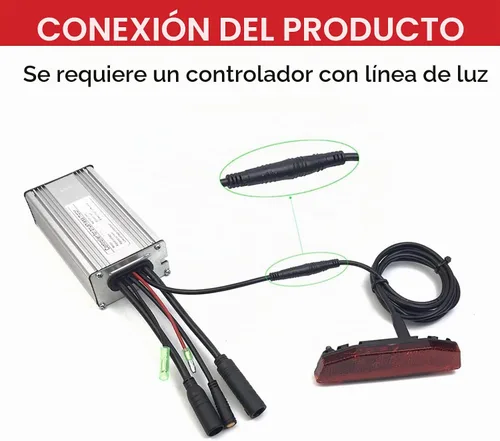 Vista 6 de Luz trasera EBike de 6 V-60 V, luz de advertencia LED de alto brillo, luz trasera de bicicleta, equipo de conducción nocturna, conector impermeable