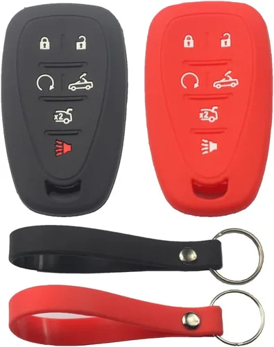 Vista 9 de 2 fundas protectoras de silicona de goma negra con 6 botones para llavero inteligente sin llave compatible con Chevrolet Camaro Convertible 2016