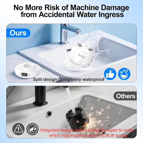 Vista 3 de IPX7 - Máquina limpiadora ultrasónica impermeable de retenedores, diseño dividido para dentaduras y joyas con doble UV-C, 3 modos de temporizador