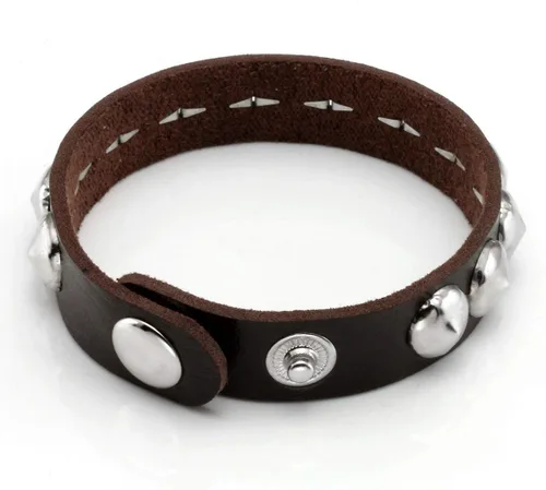 Vista 2 de Eigso - Pulsera de cuero negro estilo punk con remaches y tachuelas de metal para Halloween, para hombres y mujeres , aleación, G2, EGSLBR00004