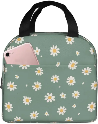 Vista 50 de Lonchera con diseño a cuadros azules aislada, bolsa térmica para almuerzo para adultos, niños, niñas, mujeres, oficina, trabajo, escuela, picnic