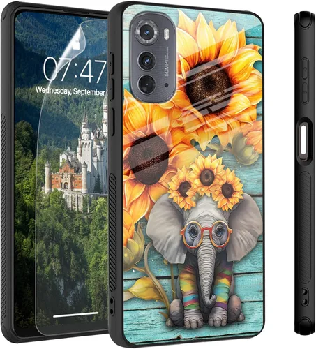 Vista 14 de Funda para Motorola Moto Edge 2022, cubierta trasera de vidrio templado con protector de pantalla, funda protectora a prueba de golpes para Motorola