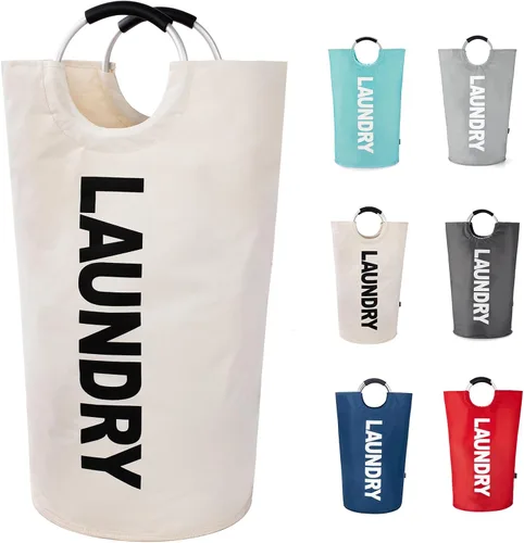 Vista 30 de Twira Cesta de lavandería grande de 90 litros, cesta de lavandería que se mantiene bien, bolsa de lavandería con asas acolchadas, contenedor de ropa