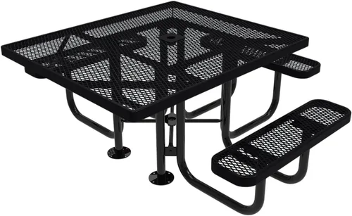 Vista 38 de COATEDOUTDOORFURNITURE Mesa de picnic cuadrada de 46 pulgadas, expandida, color negro