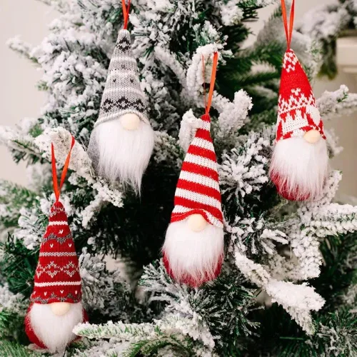 Vista 2 de Juego de 12 adornos de Navidad de gnomos suecos de felpa para árbol de Navidad, adornos de fieltro para árbol de Navidad, adornos para árbol