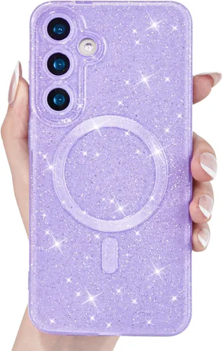 Vista 12 de Svanove Funda magnética con purpurina para Samsung Galaxy S22, compatible con Magsafe Cute, brillante, brillante, estética, dura y brillante