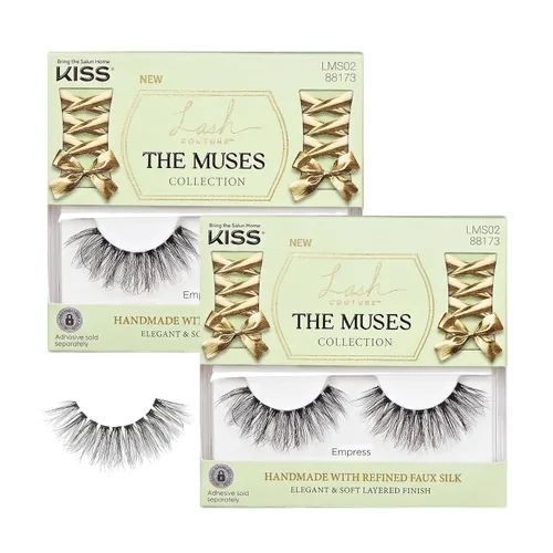 Vista 16 de KISS - Pestañas postizas de la colección Lash Couture The Muses, “Duquesa”, 16mm, negras, onduladas, hechas a mano, seda sintética refinada, banda