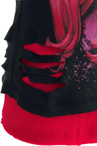 Vista 3 de DC Comics - Harley Quinn - Mad Love - Top rasgado rojo 2 en 1 Negro, Negro