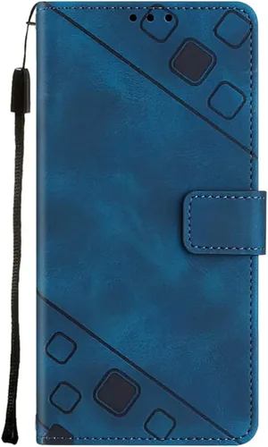 Vista 7 de Flip Case for Xiaomi 12 Ultra/12S Ultra,Skin Feeling Embossed Solid Color Premium Leather Wallet Case with Hand Strap