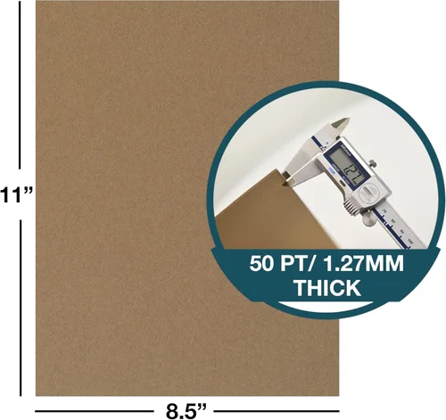 Vista 2 de Samsill Hojas de aglomerado de 8.5 x 11 pulgadas, paquete de 50, sin ácidos, peso pesado de 0.057 pulgadas, marrón, crea adornos tridimensionales