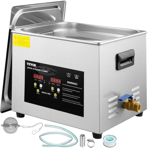 Vista 10 de VEVOR - Limpiador ultrasónico digital profesional para piezas de laboratorio, limpiador con calentador y temporizador para joyas y gafas, 3L