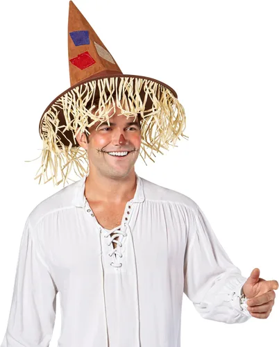 Vista 5 de Sombrero de espantapájaros con parches y cabello de paja