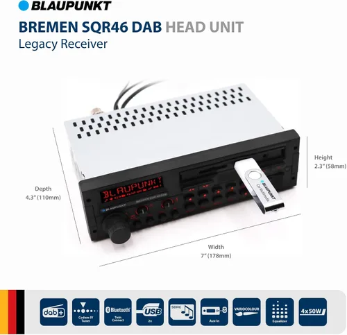 Vista 2 de BLAUPUNKT Bremen SQR 46 DAB Retro Car Stereo 80s Classic Bluetooth USB SD AUX - Negro