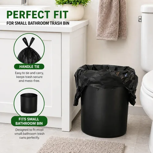 Vista 3 de Bolsa de plástico biodegradable negra para camisetas (600 unidades) Bolsas multiusos compatibles con Arm & Hammer, bolsas multiusos para latas