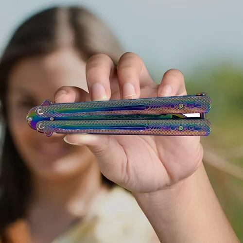 Vista 6 de Herramienta de práctica con diseño de color genial, cuchillo mariposa de entrenamiento resistente y duradero para principiantes