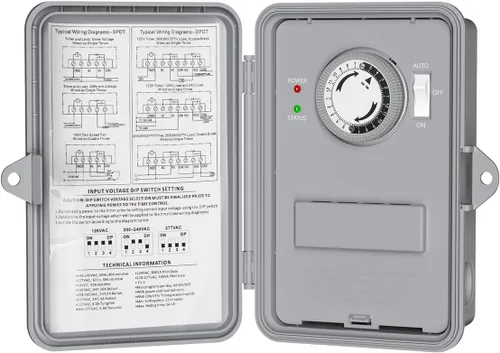 Vista 10 de BN-LINK Temporizador de bomba de piscina, caja de temporizador para exteriores, resistente, 2HP 40A Max, 120, 240, 277 VAC, para bomba de piscina
