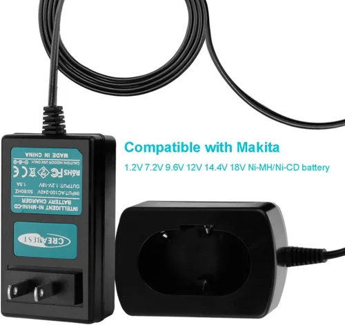 Vista 6 de CREABEST Paquete de 2 baterías de 3.5Ah compatibles con Makita 9.6V A09 9100 9120 9122 9133 9134 9135 9135A, incluye cargador de batería Ni-MH/Ni-CD