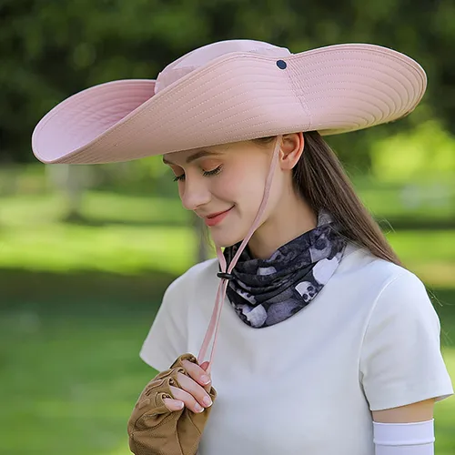 Vista 2 de Peicees Sombrero de sol de ala ancha para mujer, UPF50+, impermeable, para pesca, senderismo, camping, jardinería