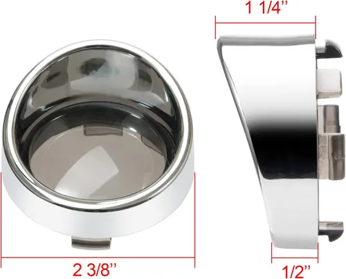 Vista 2 de PBYMT Cubierta de lente de señal de giro ahumado, biseles cromados estilo visera de bala de 2 pulgadas, compatible con Harley Davidson Dyna Street