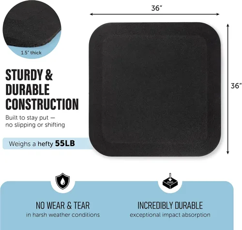 Vista 3 de Playsafer Alfombrilla de goma comercial resistente para toboganes y columpios, 1.5 pulgadas de grosor, 36 x 36 pulgadas Negro