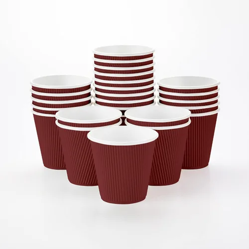 Vista 9 de Tazas para café de papel aislado, pared ondulada, kraft, 12 onzas - Caja de 25 unidades - tapas a juego: RWA0360B, RWA0360W, RWA0328LG, RWA0328GR