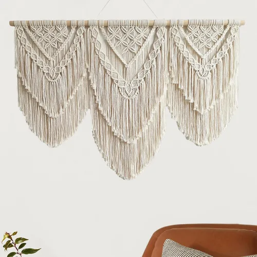 Vista 8 de guzhiou gran tapiz de macramé (Borla con cuentas)