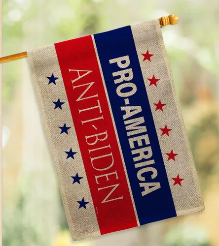 Vista 8 de Bandera de la casa de arpillera anti Biden de Estados Unidos, presidente político, demócrata, republicano, fiesta del té de Estados Unidos, pancarta