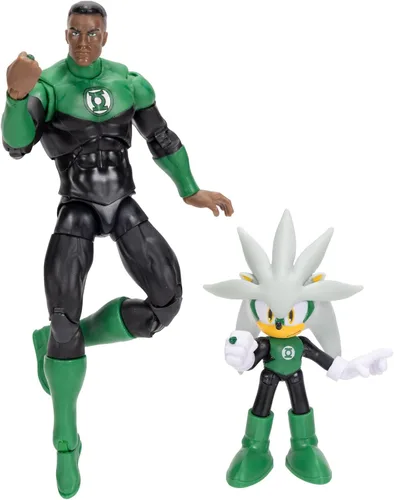 Vista 3 de DC X Sonic The Hedgehog Silver as Green Lantern & Green Lantern 2.5/5 pulgadas Figuras Multipack