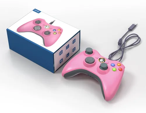 Vista 7 de VOYEE Controlador de PC, controlador con cable compatible con Microsoft Xbox 360 y SlimPC Windows 1087, con joystick mejorado, doble choque