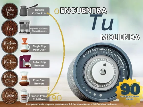 Vista 2 de Molinillo de café eléctrico, molinillo de café de rebabas de acero inoxidable de alta calidad, molinillo de café eléctrico, molinillo de café