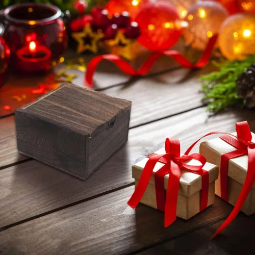 Vista 4 de Pequeñas cajas de madera deslizantes, organizador de almacenamiento pequeño, caja de manualidades con tapa deslizante, caja de joyería cuadrada