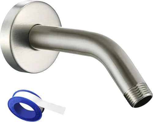Vista 19 de Brazo de ducha Voolan con brida y cinta de teflón, brazo de cabezal de ducha extensible para cabezal de ducha fijo de baño, acero inoxidable sólido