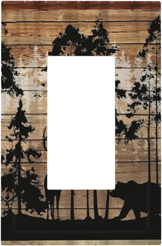 Vista 19 de Mid Century Morden Boho - Placa de pared para interruptor de luz dúplex de 1 banda, placa frontal decorativa eléctrica para receptáculo para baño