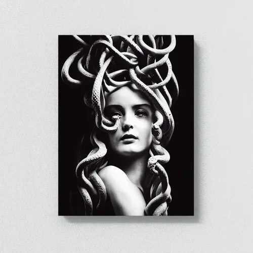 Vista 4 de Sense Canvas Medusa Greek Mythology 2 - Lienzo decorativo para decoración del hogar, póster grande de 30 x 40 / 0.75 pulgadas Medusa Mitología