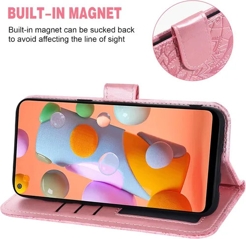 Vista 2 de Asuwish Funda compatible con Samsung Galaxy A11 y protector de pantalla de vidrio templado, accesorios, tarjetero con función atril de encaje