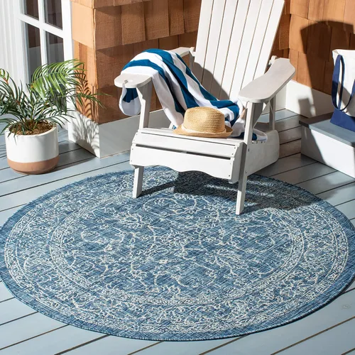 Vista 95 de SAFAVIEH Alfombra lavable al aire libre, colección Courtyard - 2'3" x 5', azul aguamarina y gris, no desprende pelusa y fácil limpieza, ideal