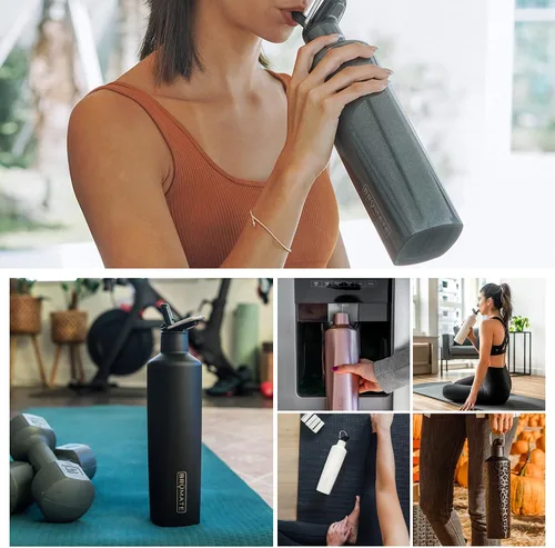 Vista 9 de BrüMate ReHydration - Botella de agua aislada 100% a prueba de fugas de 25 onzas con pajilla, cantimplora de agua de acero inoxidable (negro mate)